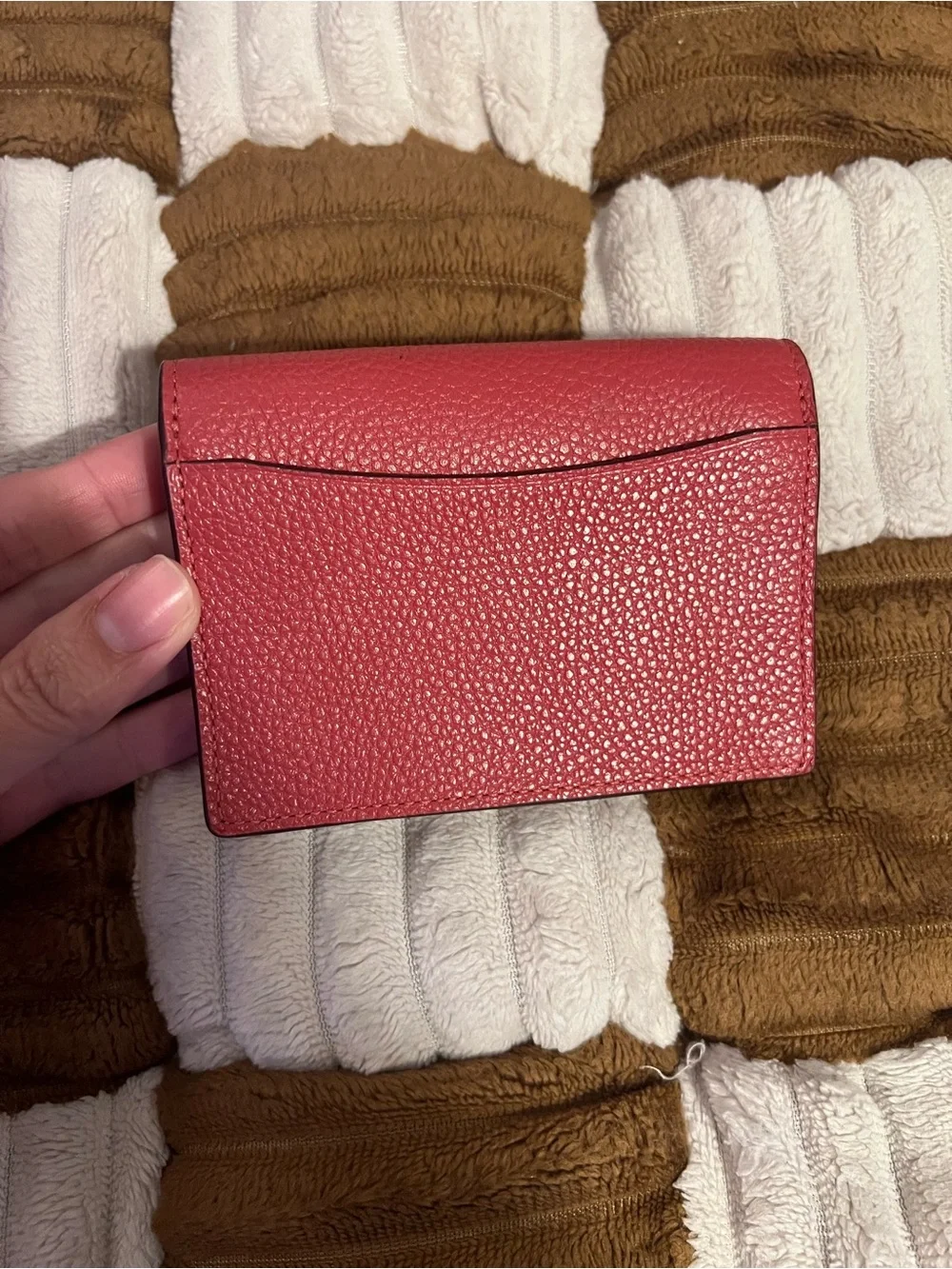 Coach Pebbled Leather Card Case in Washed Red NWTS!
